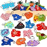 Ksmky 32PCS Sea Animal Pop Fidget Toys, Valentines Gifts for Kids Classroom School, Mini Pop Keychain, Valentines Party Favors Goodie Bags Stuffers for Kids, Classroom Prizes