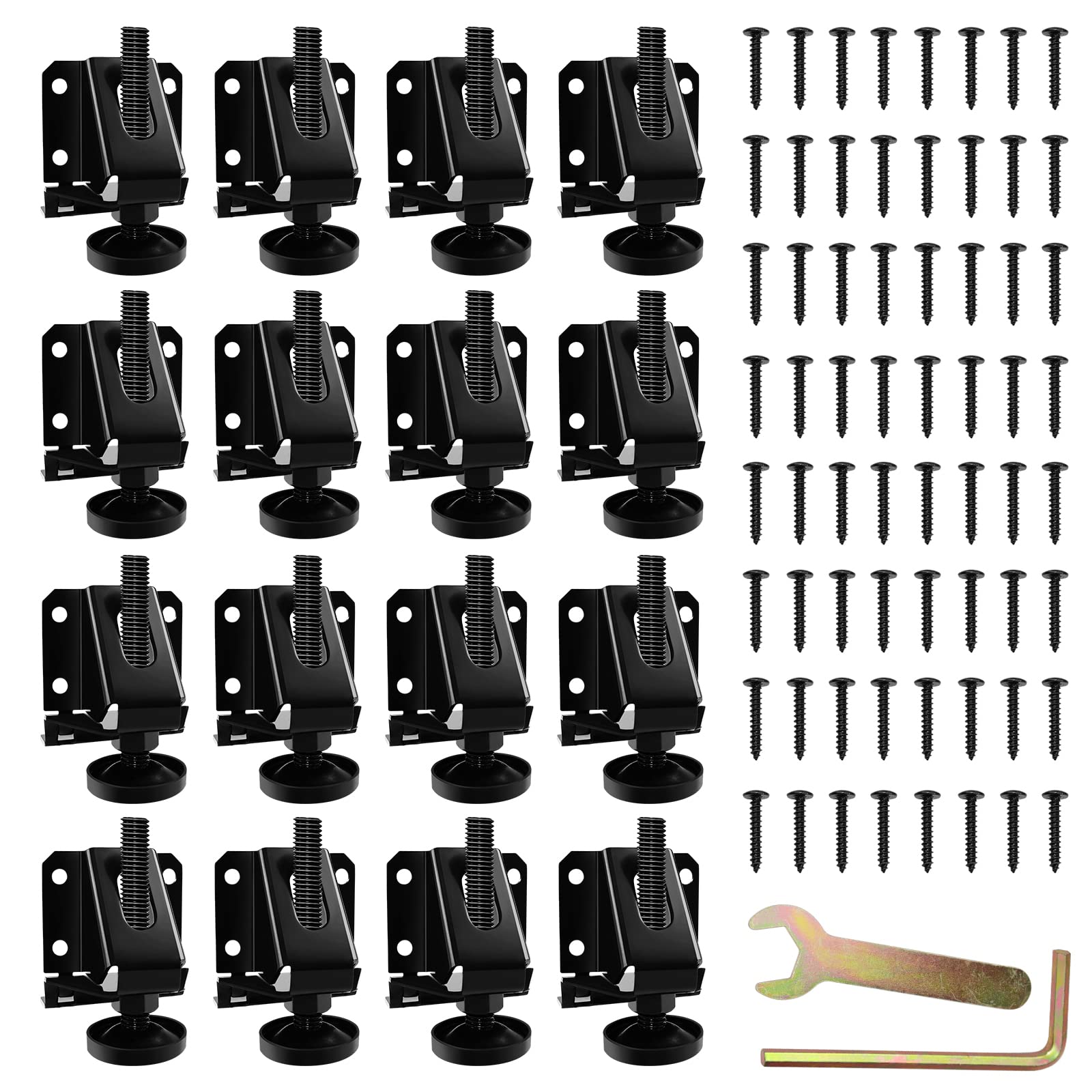 LOSCHEN 16PCS Heavy Duty Adjustable Leveling Feet for Furniture, Hexagon Nuts Lock Furniture Legs Levelers, for Table, Cabinets, Workbench,Shelving Units and More
