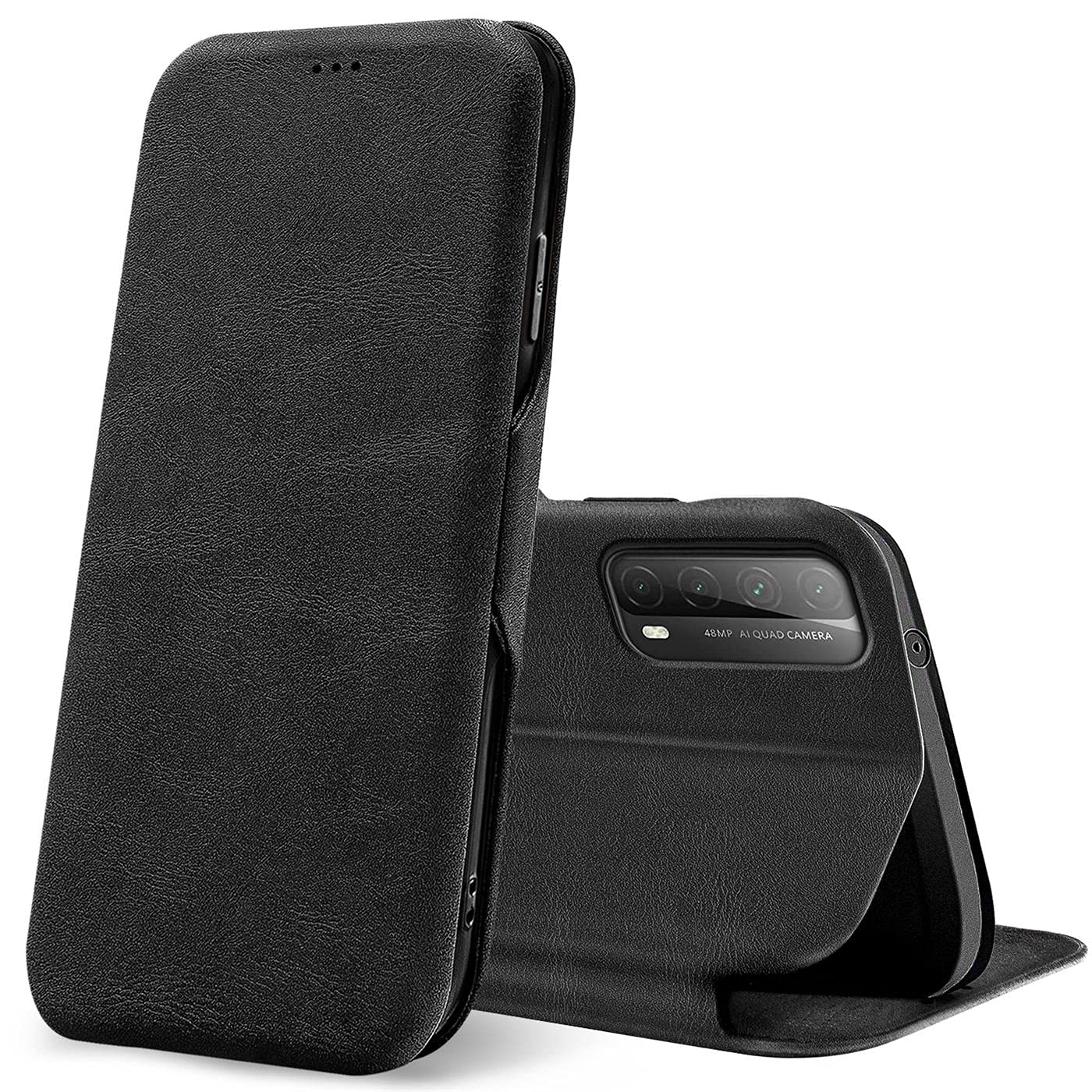 Verco Book Style for Huawei P Smart 2021 Case, Premium Magnetic Flip Cover for P Smart 2021 Wallet Case with Card Slot, Black