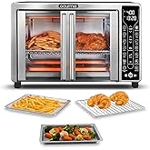 Gourmia Freidora de aire para puerta francesa: horno de convección de gran capacidad de 25 cuartos de galón, fryfroce 360°, p
