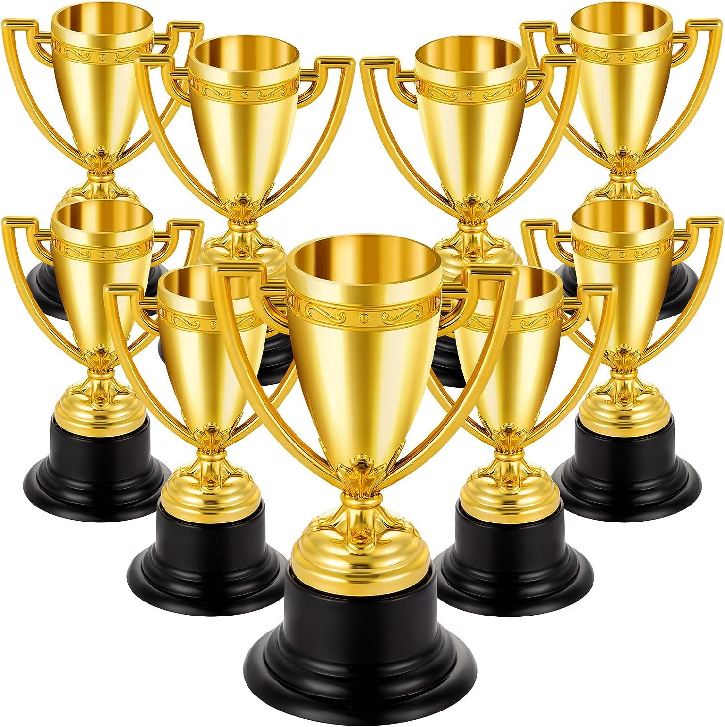 9Pcs Mini Trophies Bulk for Kids, Premium Lightweight Plastic Gold Small Trophy Cups, Perfect Golden Award Trophy Cups for Sports Tournament Winning Prizes, Classroom School Rewards and Party Favors