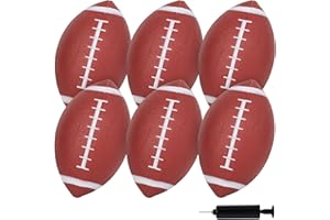 Shindel 6 Pack Inflatable Football, 8.5 Inches Rubber Footballs with Air Pump Bulk Kids Sports Footballs, for Fun Outdoor Toss Games, Football Party Favors, Brown