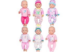 ebuddy 6 Sets Baby Doll Clothes Fancy Outfit Dress Doll Accessories 14-16 Inch Baby Doll Clothes Dresses Outfits Pjs for 43cm New Born Baby Dolls
