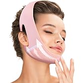 Juskaa Reusable V Line Lifting Mask with Chin Strap for Sleeping,Face Lift Prevent Sagging, Jaw Exerciser,pink,M