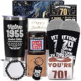 Frerdui 70th Birthday Gifts for Men, Vintage 1955 Tumbler Set with Funny Toilet Paper, The Creative 70th Year Old Birthday Gifts for Husband, Father, Friend, Co-worker, Teacher and Boss