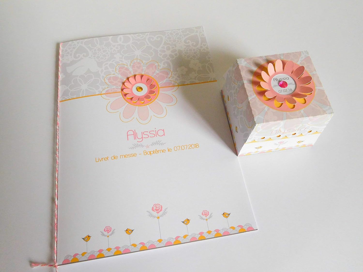 Livret De Messe Petite Fleur Et Oiseaux Personnalisable Bapteme