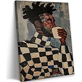 African American Canvas Wall Art Black and whint People Abstract Painting Pictures Wall Decor Fashion Modern Black Man Drinking Coffee Poster Prints for Kitchen Bedroom Scene Home Decoration