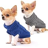 2 Pieces Dog Sweater for Small Dogs Winter Warm Dog Knitted Sweaters Cute Puppy Clothes for Chihuahua Teacup Yorkie Pet Cat Knitwear Turtleneck Thick Clothing XX-Small(0.9~2.4lbs)