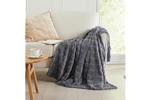 Springtree Home | Micro Plush Throw Blanket | Grey Throw Blanket | Perfect Blanket for Couch Year Round | Locust Collection - Grey