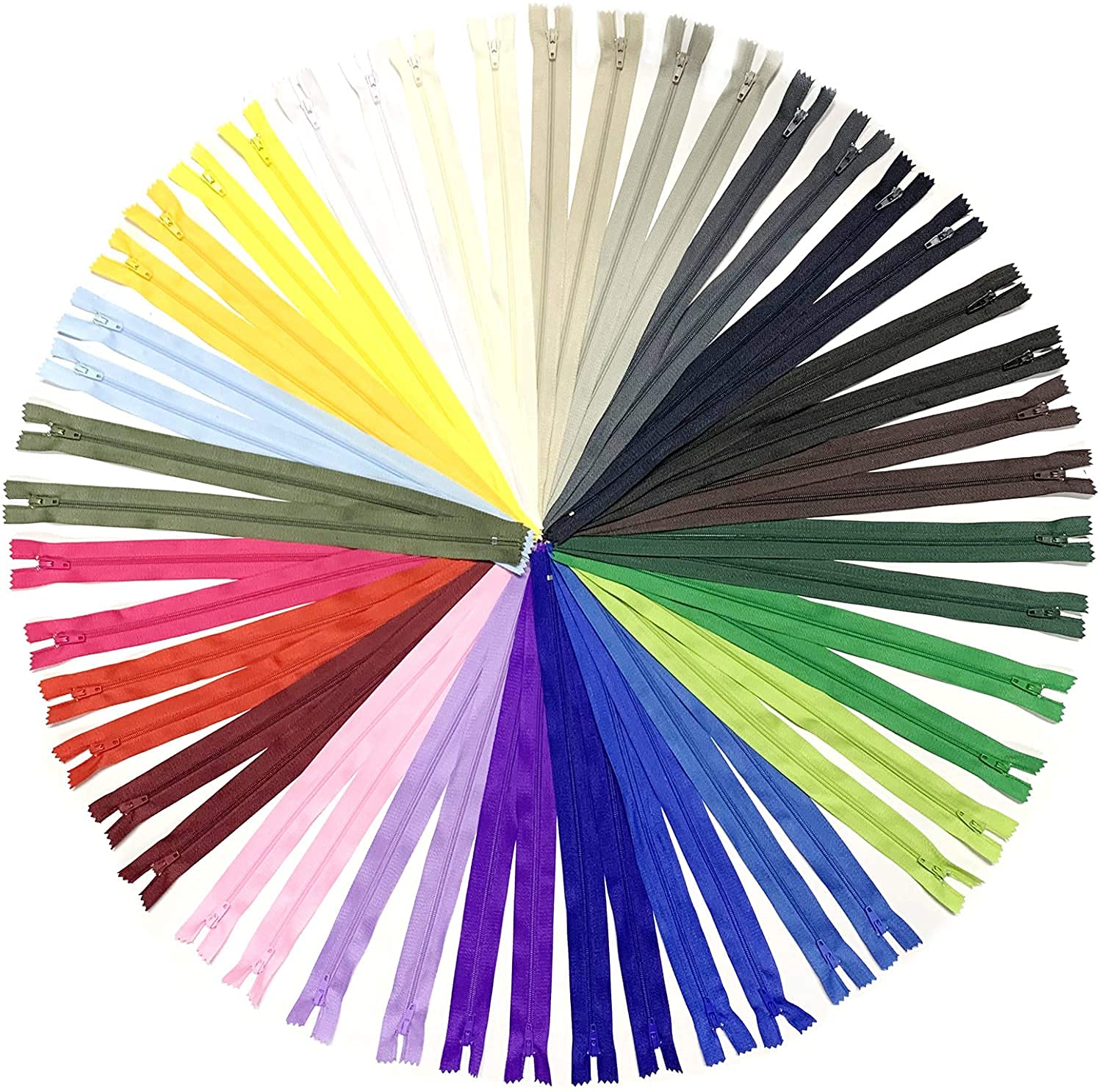 DOITEM 15cm/6 Inch Multicolor Nylon Coil Zippers for Sewing and Crafts 24 Colors, 48PCS — image 1