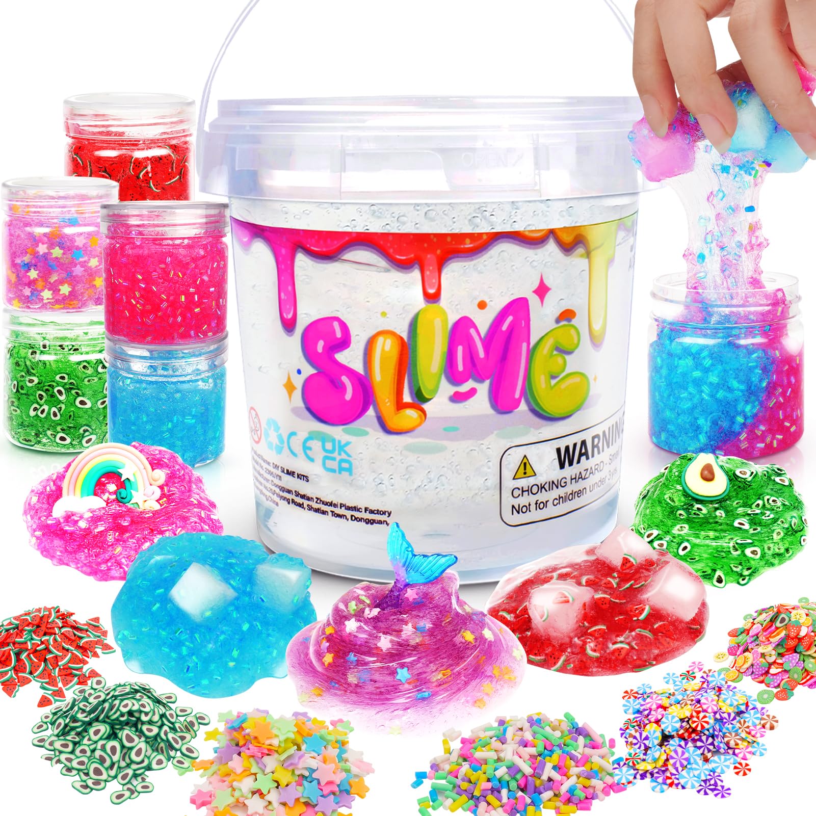 Slime Kit Girls DIY Clear Slime Making Kits: 35 FL OZ Big Premade Crystal Slime Bucket for Kids with Add-ins - Fun Birthday Party Gifts for Girls Ages 6 7 8 9 10 11 12