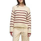 VELVET BY GRAHAM & SPENCER Women's Lucia Cotton Cashmere Sweater, Cream/Shiraz, Large