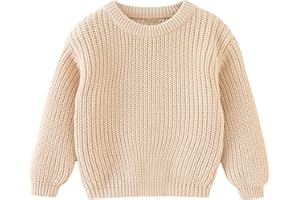 Miccina Baby Toddler Boys Sweater Girls Knit Pullover Sweatshirt Kids Long Sleeve Crew Neck Solid Casual Tops