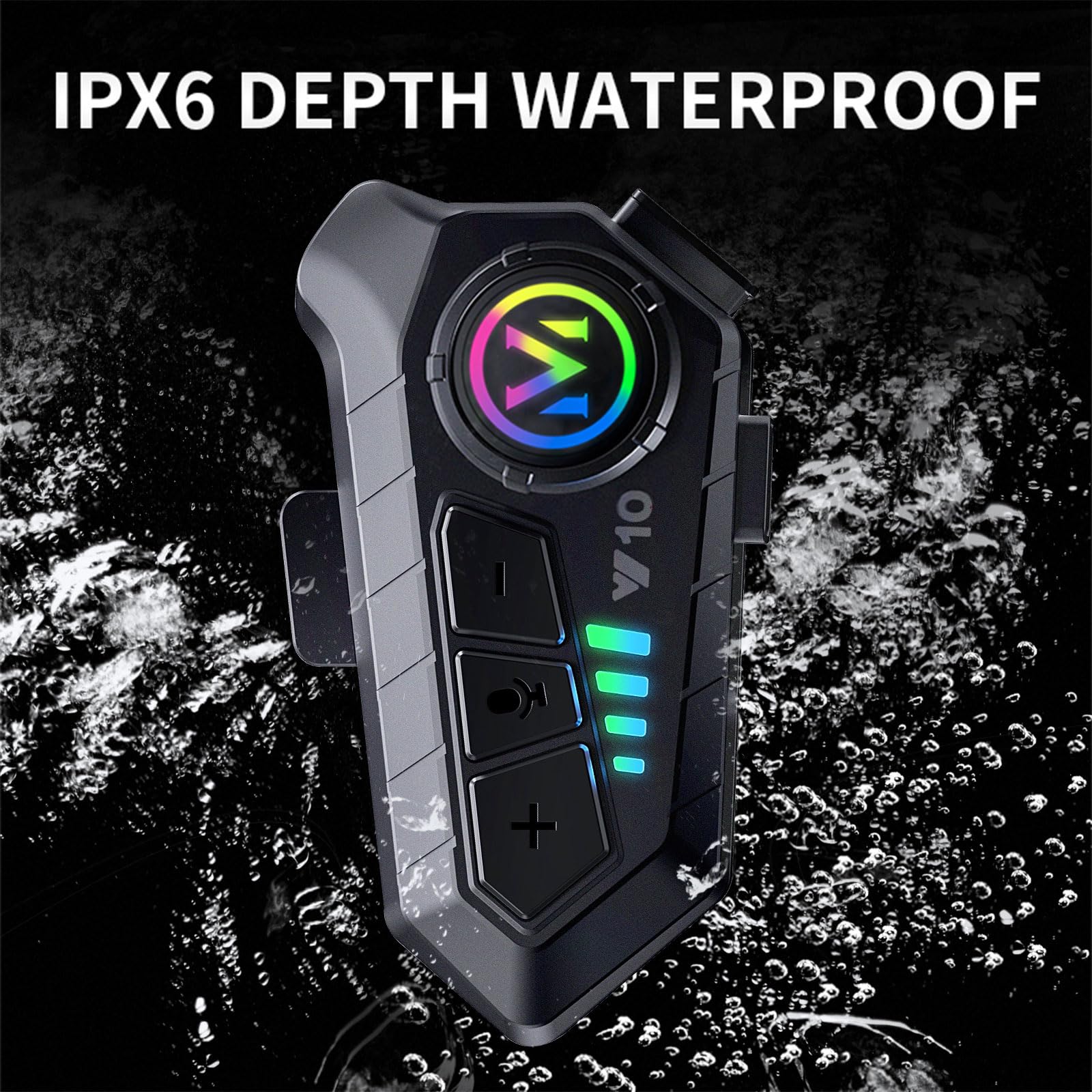 BTQILEYOO Y10 Motorcycle Helmet Bluetooth Headset, Bluetooth 5.3 Headphone, Smart Noise Reduction, HiFi Level Sound Quality, IPX6 Waterproof, 2 Different Types of Mic, Compatible with All Helmets