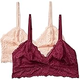 Amazon Essentials Women's Stretch Galloon Lace Unlined Longline Triangle Bralette, Pack of 2