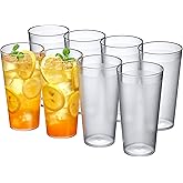 Amazing Abby - Cafely - 24-Ounce Plastic Tumblers (Set of 8), Plastic Drinking Glasses, Restaurant-Style Tumblers, Commercial-Grade Cups, Stackable, BPA-Free, Shatter-Proof, Dishwasher-Safe, Clear