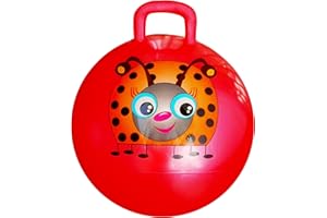 AppleRound Hippity Hoppity Hopball with Ball Pump, 18in/45cm Diameter for Age 3-7, Kangaroo Bouncer, Space Hopper Ball with Handle for Children, Printed Design (Ladybug)