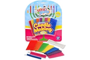 Izzy 'n' Dizzy Hanukkah Candle Making Kit - Includes 9 Beeswax Honeycomb Sheets, 9 Cotton Wicks, Instructions - Chanukah Arts and Crafts and Games