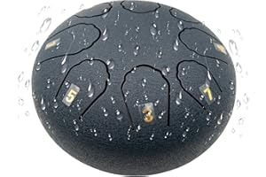 YAYUZEST Rain Chime Drum - 8 Note 6 Inch Rain Drum for Outside Garden, with Bag, Music Book, Drumsticks, Mallet Holder and Finger Paddles, Steel Tongue Drum for Gift Yoga Education (Navy Blue)