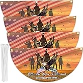 Mindsoft 4 Pcs Veterans Day Flags 1.5 x 3 Ft Thank You Veteran Decorations Non Pleated Fan Patriotic Flag Bunting America Military Banner for Memorial Day Yard Garden Outdoor Decor