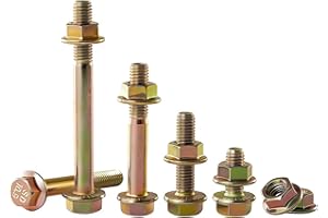 RAYGOODA M10-1.5x50mm Flange Bolt and Nut Kit 4set- Grade 10.9 Alloy Steel, Colored Zinc Plated, Full Thread, Serrated Self-L