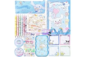 Koiswim Cute School Supplies Kawaii Stationery Gift Set, Including Gel Pens Journal Notebook Pencil Cse Stickers Pins Badge Lanyard Sticky Note Bookmark (C)