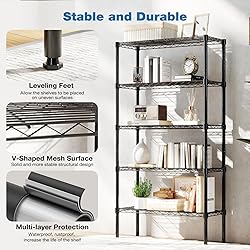 OLIXIS 5 Tier Storage Shelves, Metal Wire Rack