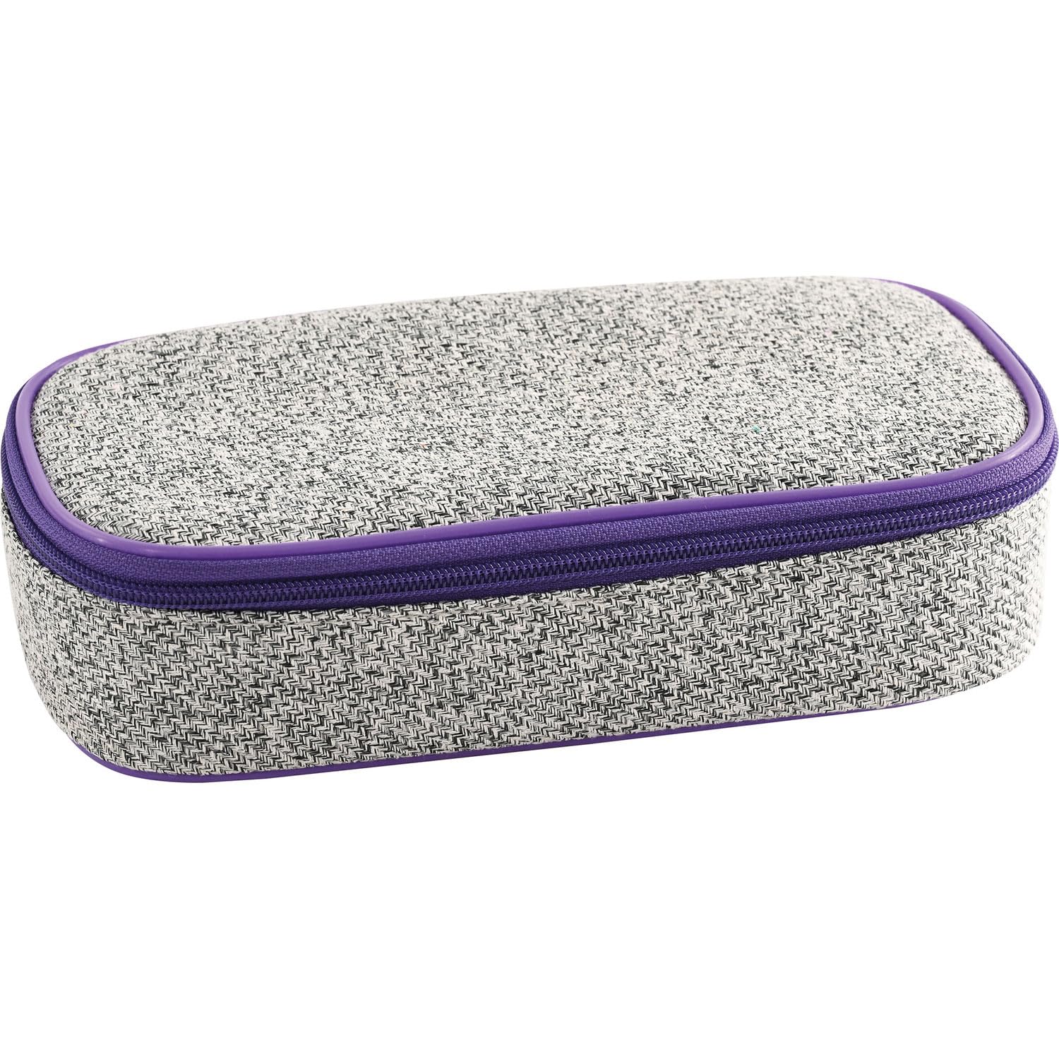 Eberhard Faber X-Style Pro Jumbo 577433 Pencil Case in Grey/Purple, Pencil Case with Zip and Large Main Compartment