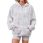 ACCPUR Women Oversized Fleece Camo Hoodies Maple Leaf Hooded Sweatshirt Casual Long Sleeve Fall Pullover Tops With Pockets