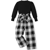 XUANHAO Girls Clothes Fall Winter Toddler Outfits for Girl Pullover Sweatshirt Tops Pants Little Kids Girls Clothing Sets