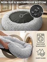 OKPOW Donut Dog Bed 60cm Calming Anti Anxiety Round Plush Pet Cushion Non Slip view 7