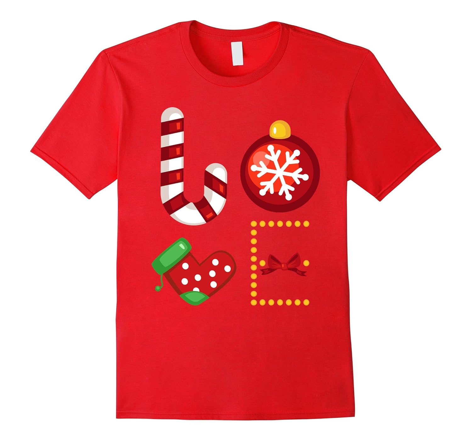 Love Ornament Stocking Candy Cane T-shirt Christmas Gift-Rose