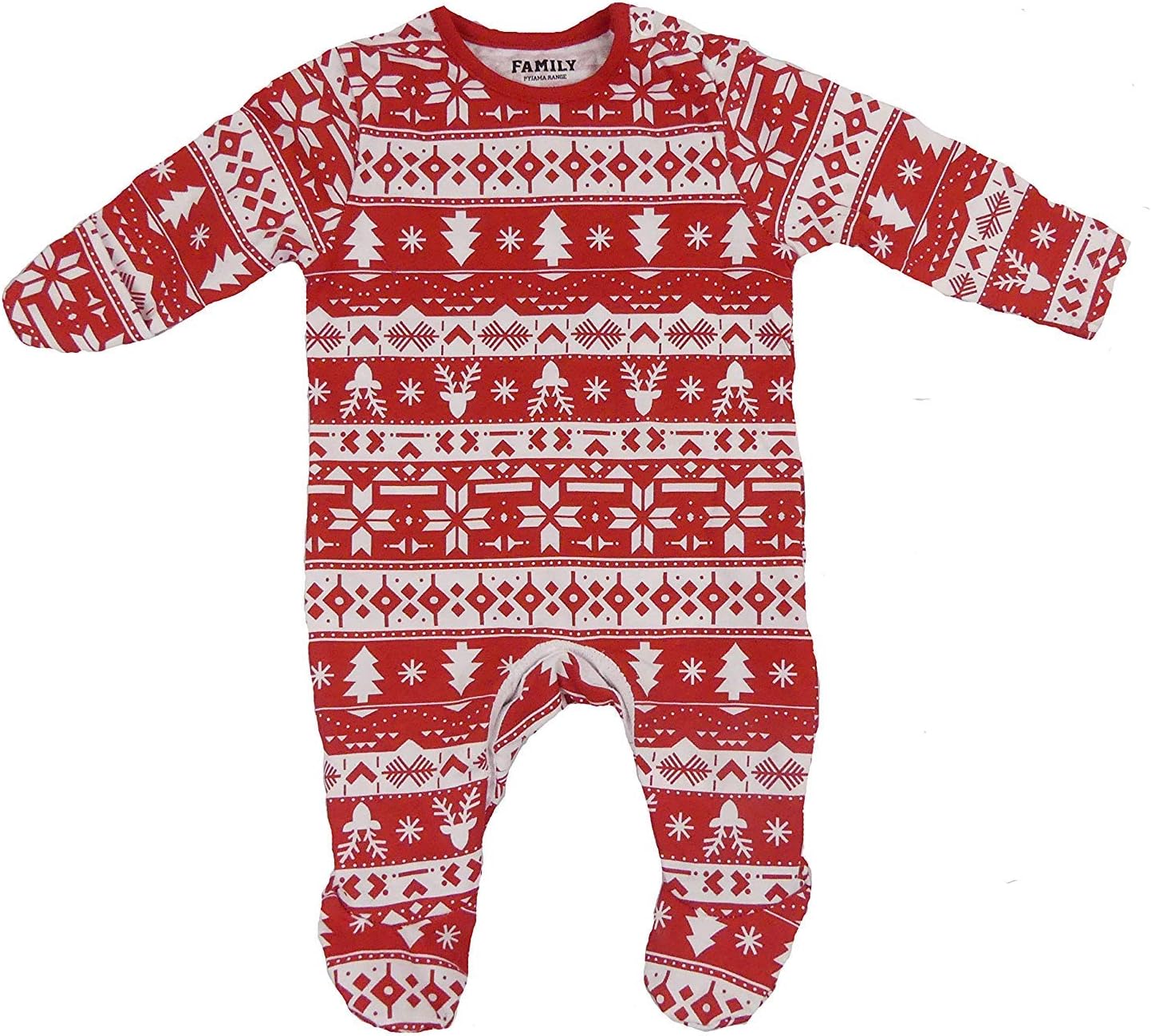 The Pyjama Party Baby Christmas Red Fairisle Patterned Sleep-Suit Baby-Grow Footsie Nightwear