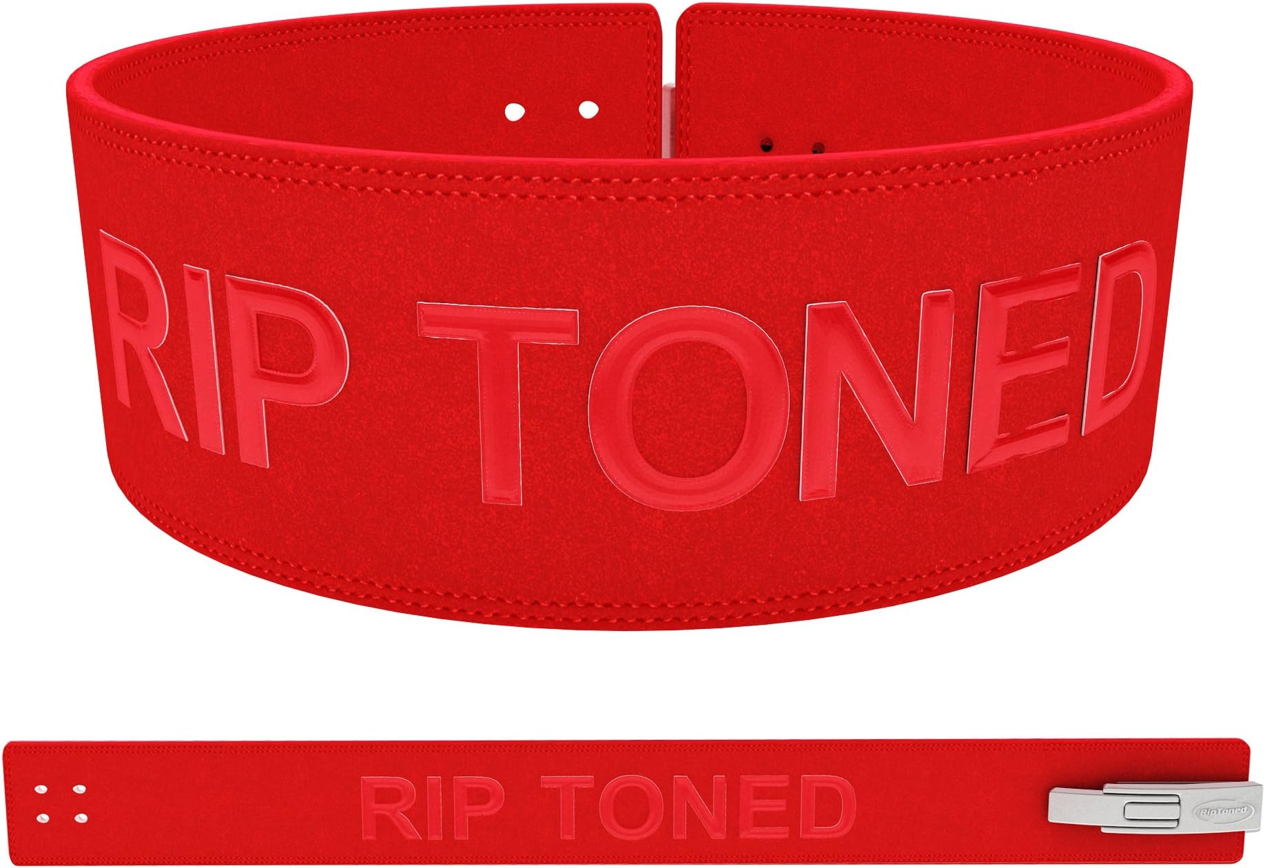 Rip Toned Lever Belt with Bonus Lifting Straps - 4" Leather Weight Lifting & Powerlifting Back Support - 10mm Belt for Strength Training, Xfit, Bodybuilding, MMA
