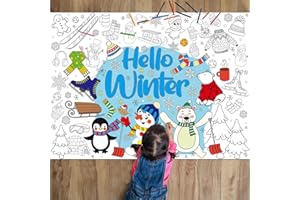 TEVXJ Winter Coloring Books for Kids Snowmen Snowflakes Giant Coloring Poster Winter Scenes Large Coloring Tablecloth Huge Table Cover for Kids Christmas Gift Holiday Party Supplies Favor 31.4 x 43.3 Inch