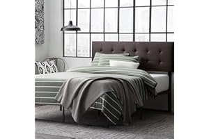 Edenbrook Hawthorne Faux Leather Headboard - Modern -Adjustable Height - Buttonless Tufting, King/Cal King, Brown