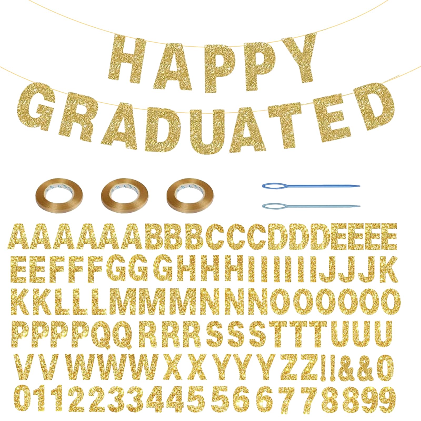 116 Gold Custom Banners with Sparkling Letters DIY Personalized and Reusable Birthday Welcome Home Wedding Party Decoration — image 1