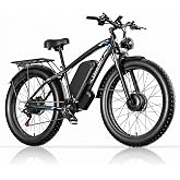 9000W Peak Mountain Electric Bike for Adults, Dual Motors, 58V34Ah Battery | 100 miles on PAS Long Range for Commuting, 40-45 MPH, Hydraulic Brakes, 24" Fat Tires for Various Terrains