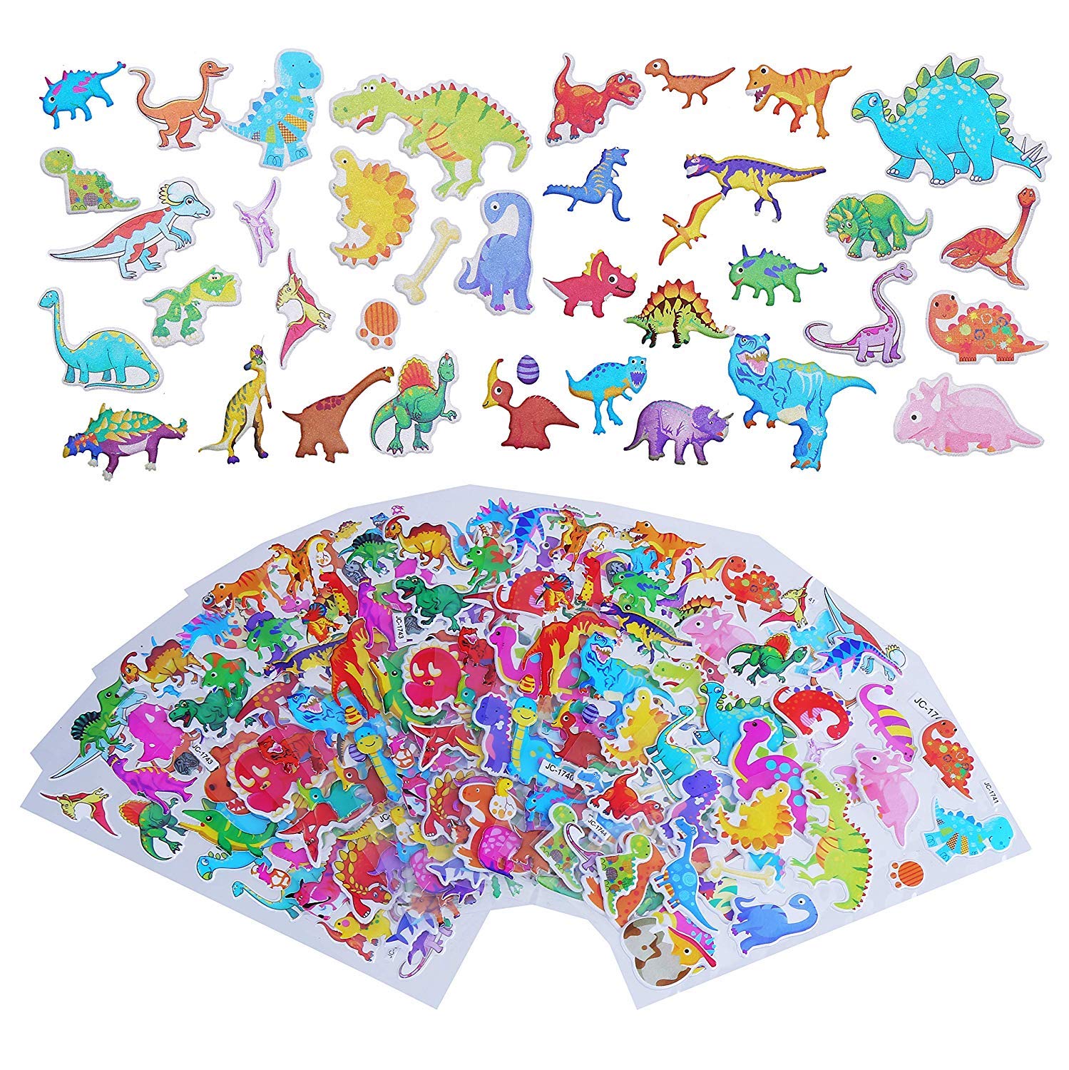 LOKIPA Dinosaur Stickers - 16 Sheet Cartoon Dinosaur Stickers for Kids Party Supplies
