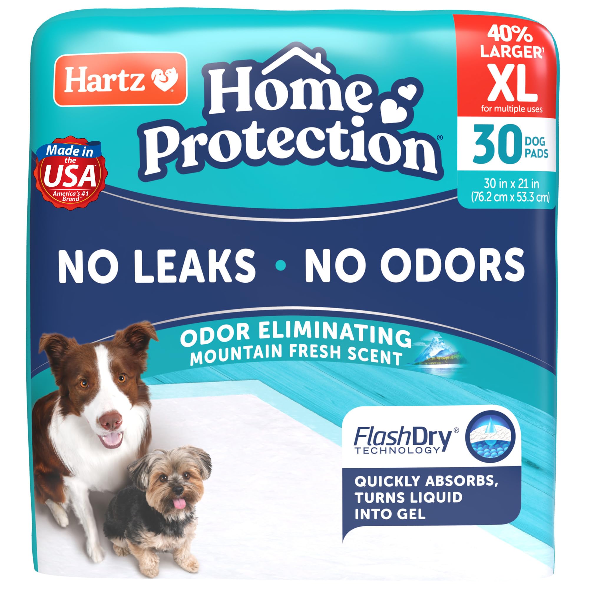Photo 1 of Hartz Home Protection Mountain Fresh Scented USA Made Dog Pads, XL 30 Count, Super Absorbent & Won't Leak, Odor Eliminating