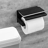 HITSLAM Matte Black Toilet Roll Holder with Phone Shelf, SUS 304 Steel view 4