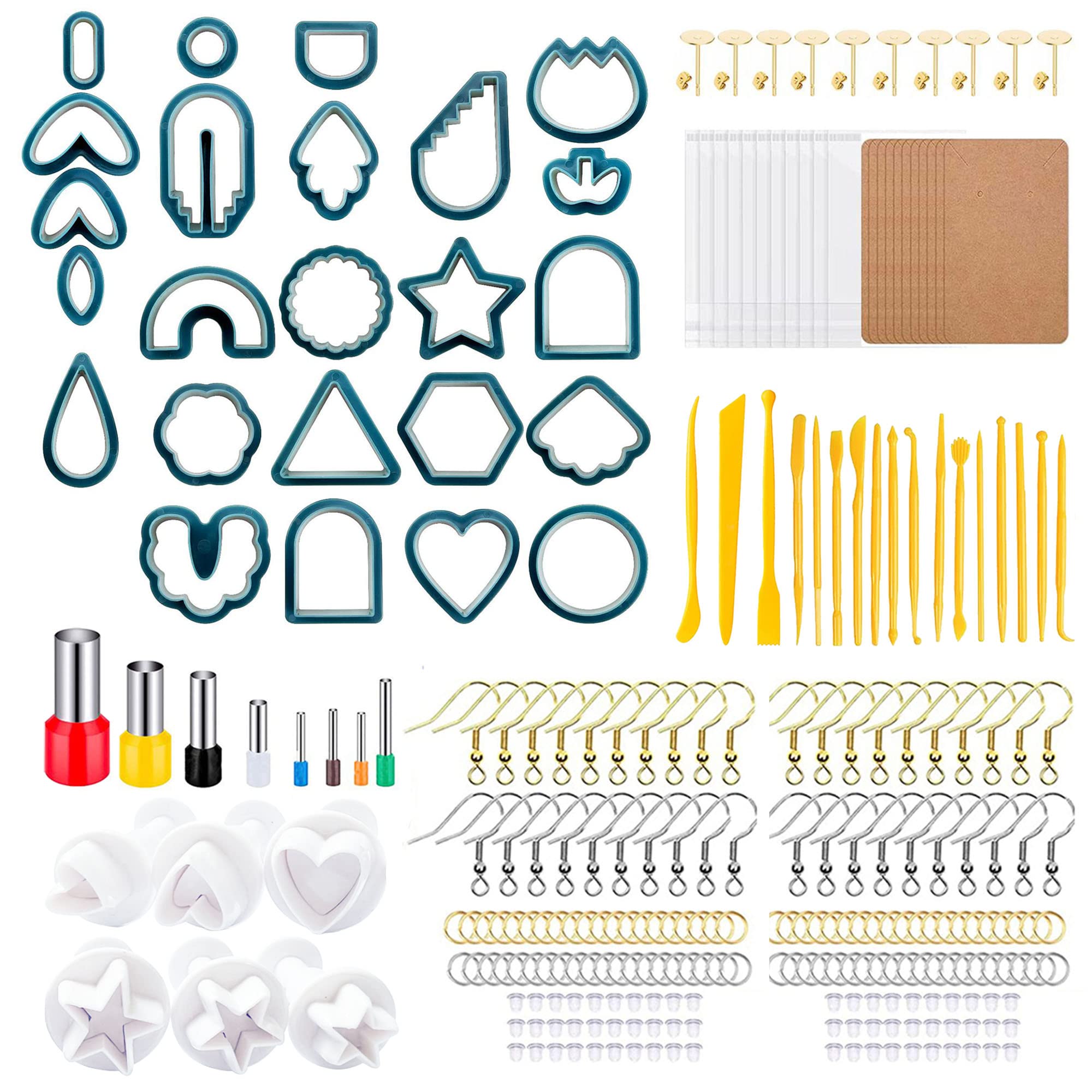 Yayatty 312 PCS Polymer Clay Cutters Set, 24 Shapes Earring Cutters With Accessories, Pattern Cutting Molds, Plastic Cutters for Jewelry Making