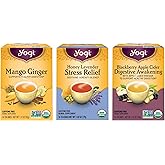 Yogi Tea Iced Tea Variety Pack - 16 Bags per Pack (3 Packs) - Organic Sampler - Includes Mango Ginger, Blackberry Apple Cider Digestive Awakening & Honey Lavender Stress Relief