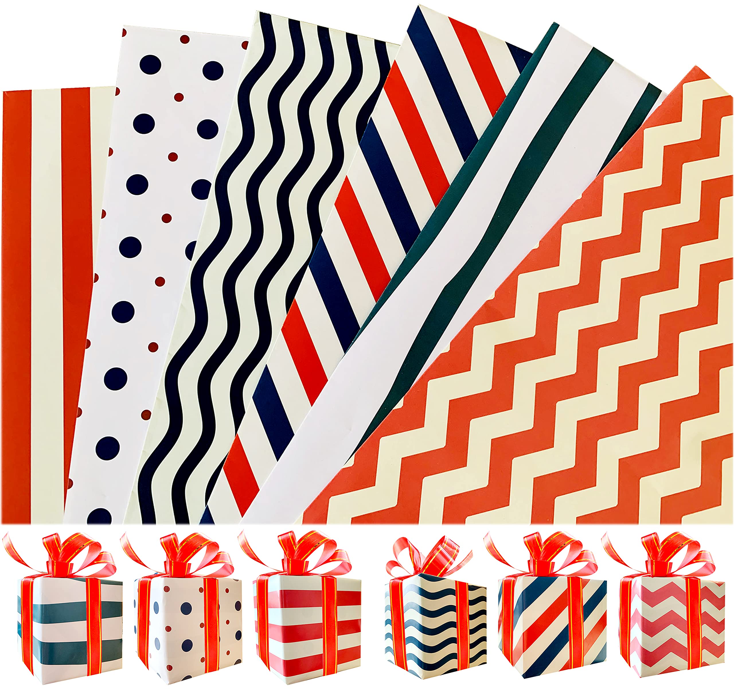 Wrapping Paper, Marine Style Gift Wrapping Paper, 6 Sheets of Folding Wrapping Paper, Suitable for Men, Women and Children (70 cm x 50 cm)…