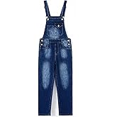 KIDSCOOL SPACE Little Big Girls Denim Overalls,Washed for Soft Stretch Jeans Workwear
