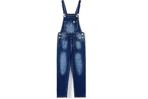 KIDSCOOL SPACE Little Big Girls Denim Overalls,Washed for Soft Stretch Jeans Workwear