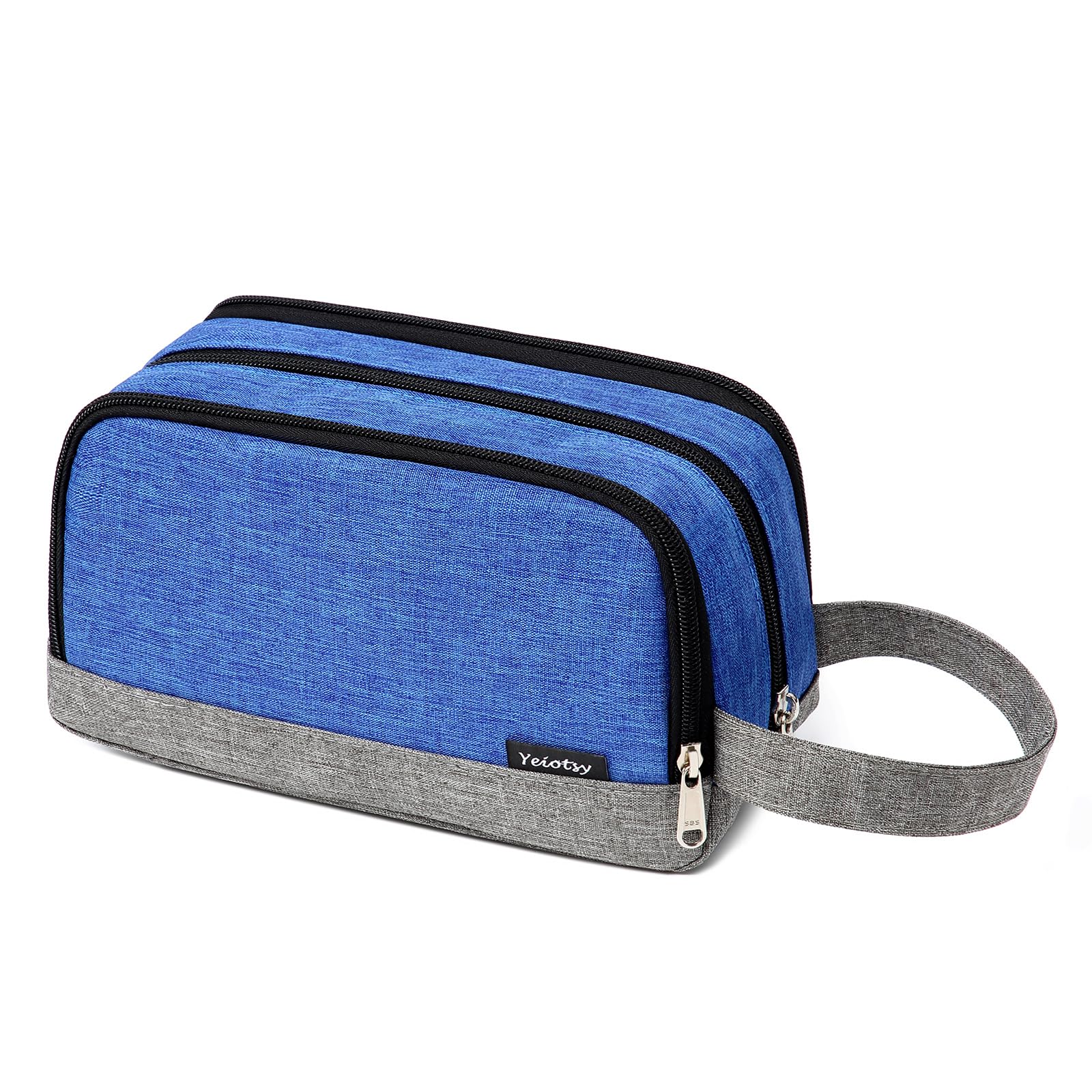 Yeiotsy Men's Travel Toiletry Bag - Small Wash Bag with Mesh Pockets & 3 Compartments (Blue)