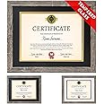Diploma Frame Tempered Glass - Document Frames 8.5x11 with Mats(Navy, Black, White, Golden), Rustic Wooden Graduation Picture Frame 11x14 without Mat for Certificate, Degree (Set of 1, Rustic Grey)