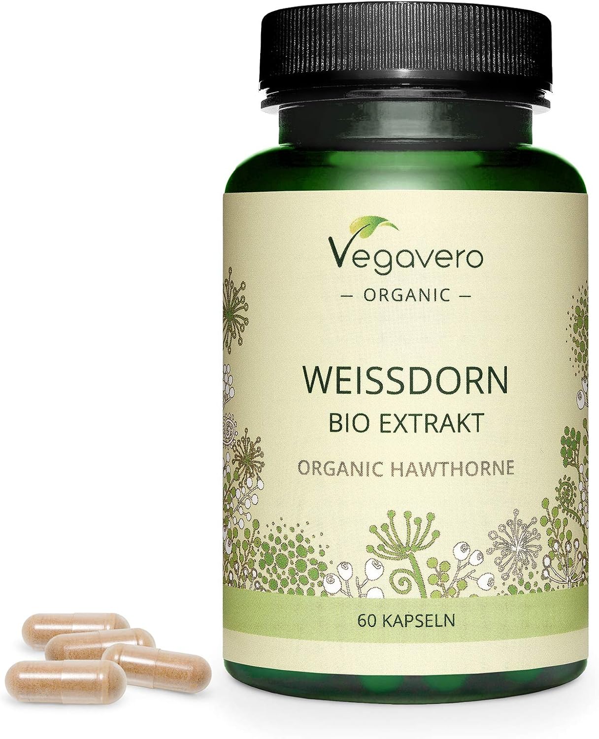 Vegavero Organic Hawthorn Berry Capsules, 60 count (Pack of 1)