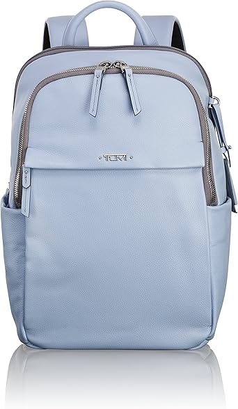tumi blue leather backpack